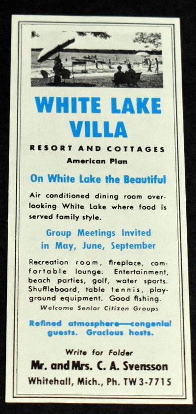 White Lake Villa Resort - Vintate Flyer (newer photo)